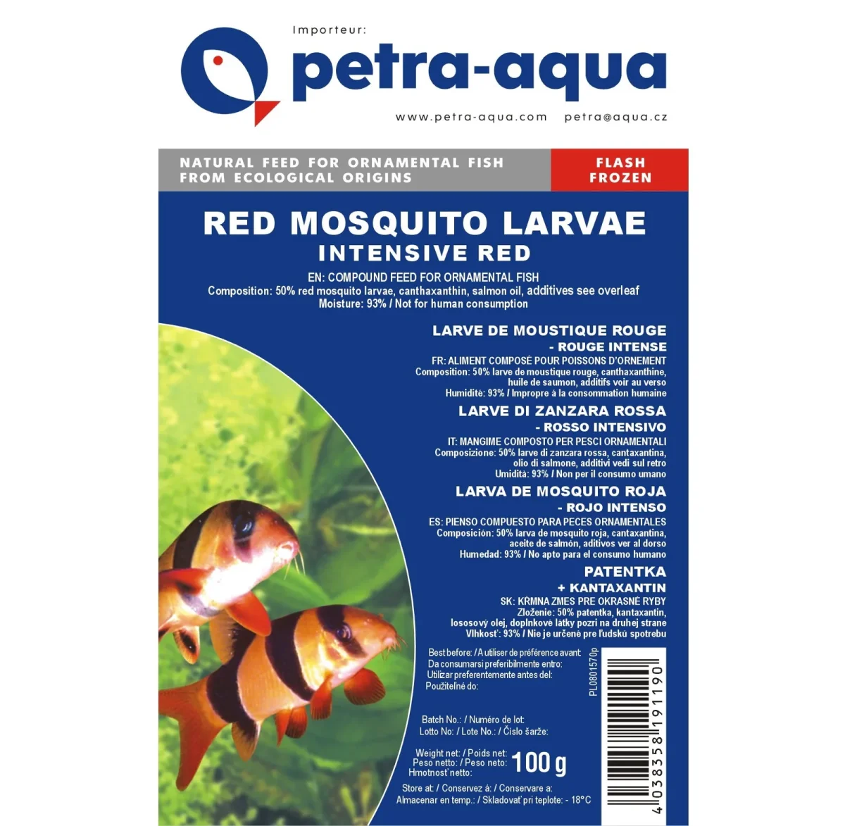 Red mosquito larvae, INTENSIVE RED bred – frozen blister 100g. - immagine 2