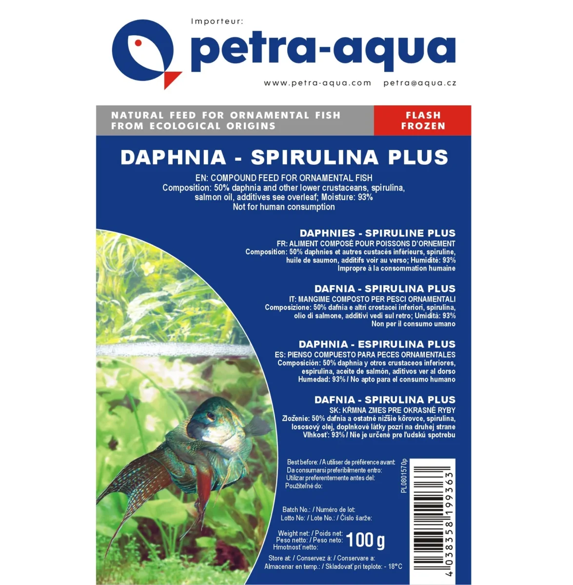 Daphnia spirulina plus – frozen blister 100g.
